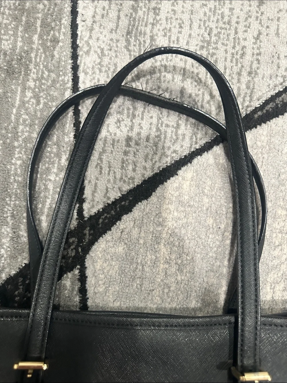 Michael Kors Black Saffiano Leather Tote with Gold Accent